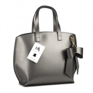 Geanta dama din piele naturala DiAmanti Fiorenza Oro Argintiu Inchis